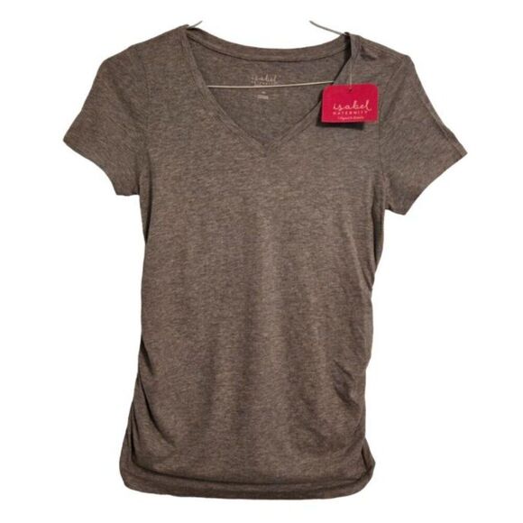 Women's Maternity T-Shirt by Ingrid and Isabel Rucked Sides Gray Size XS - Picture 1 of 3